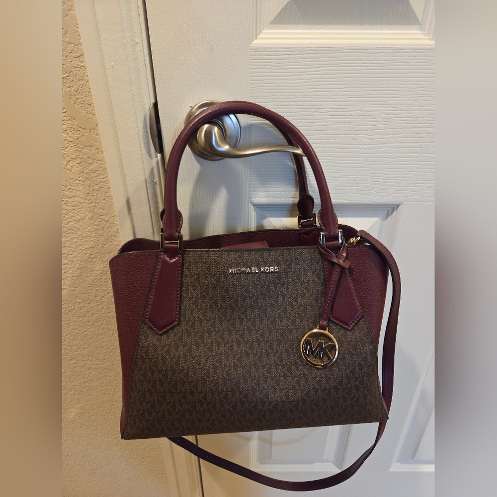 Michael Kors Burgundy and Brown Women's Bag